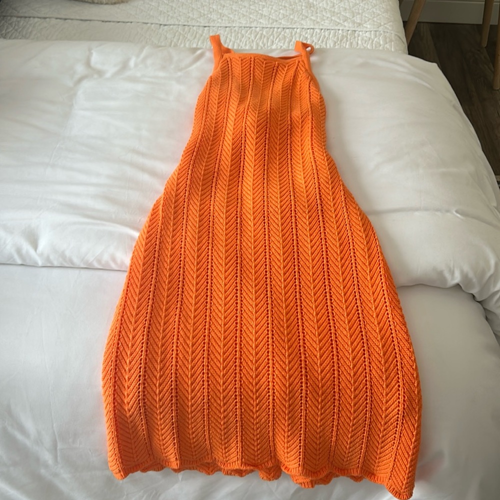 Coral color crochet sundress from Vici